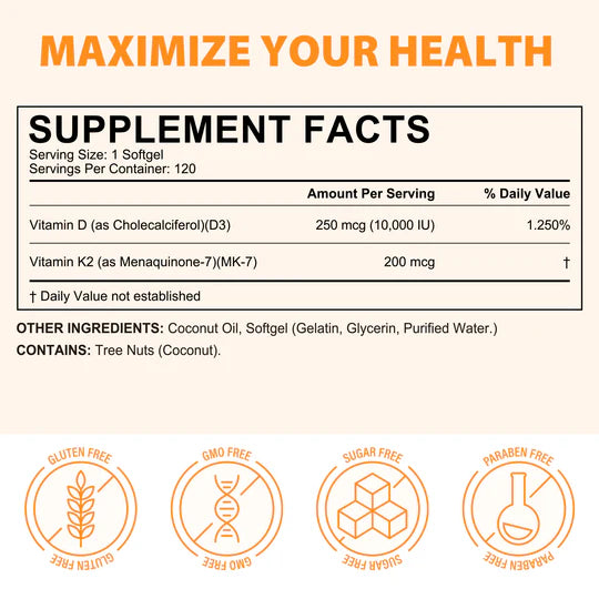 Vitamin D3 K2 Softgels 10000IU Luma Shop