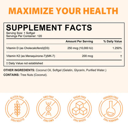 Vitamin D3 K2 Softgels 10000IU Luma Shop