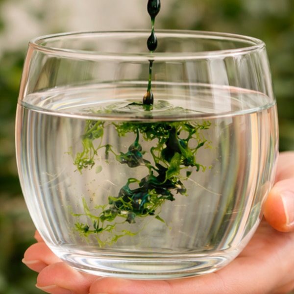 Drops added into a glass of water